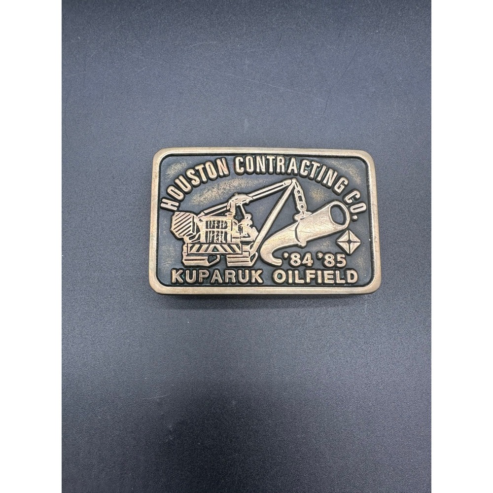 Anacortes Brass Works Houston Contracting Co Belt Buckle Kuparuk Oilfield 1985